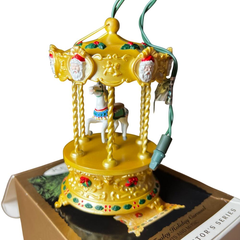 Vintage 90s Hallmark TOBIN FRALEY santa CAROUSEL ORNAMENT Magic collector series